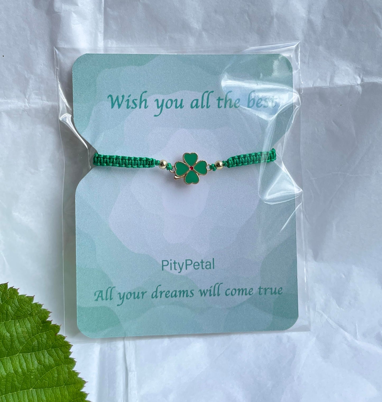 PityPetal 4 Leaf Clover Bracelet for Women, 14k Gold Plated beads, St Patricks Day Gift, Good Luck Charm, Friendship Bracelet, Wish Gift, Leaving Gift, Good Luck Gift, Lucky Bracelet