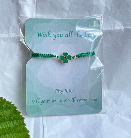 4 Leaf Clover Bracelet for Women, 14k Gold Plated beads