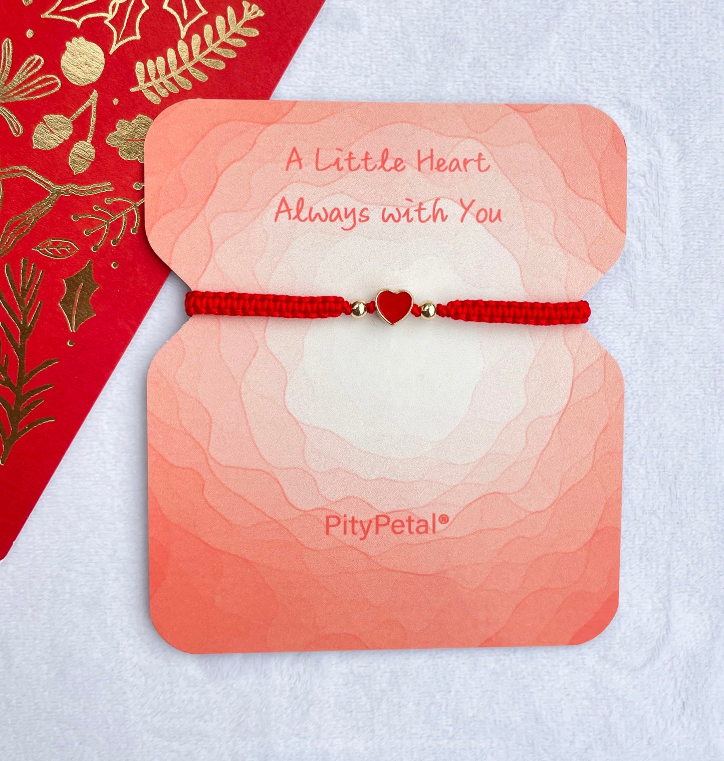 Love Heart Bracelet -14k Gold-Plated Beads, Adjustable