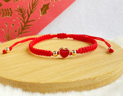 Love Heart Bracelet -14k Gold-Plated Beads, Adjustable