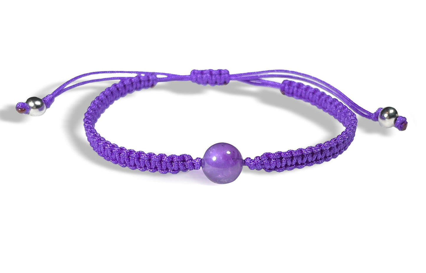 Handmade Amethyst Bead Macrame Bracelet – Genuine Amethyst Stone Bead
