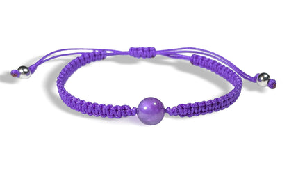 Handmade Amethyst Bead Macrame Bracelet – Genuine Amethyst Stone Bead