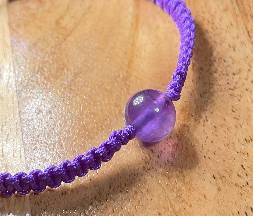 Handmade Amethyst Bead Macrame Bracelet – Genuine Amethyst Stone Bead