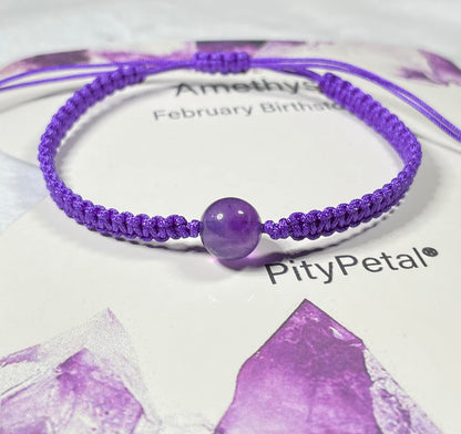 Handmade Amethyst Bead Macrame Bracelet – Genuine Amethyst Stone Bead