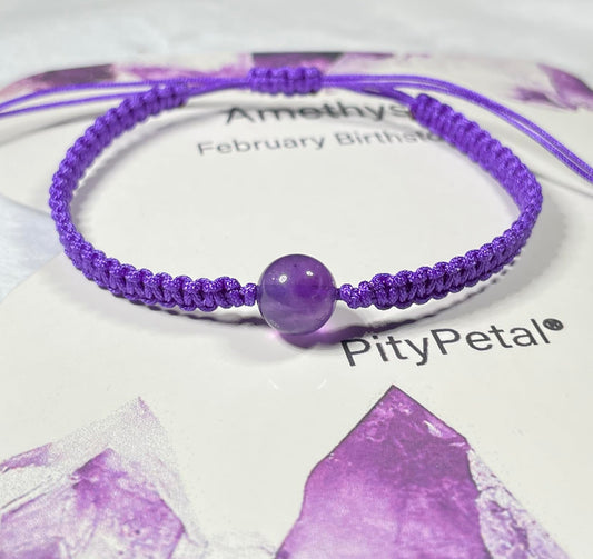 Handmade Amethyst Bead Macrame Bracelet – Genuine Amethyst Stone Bead