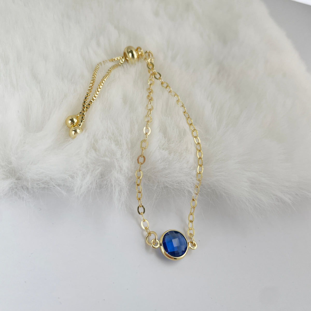 September Birthstone Blue Crystal Bracelet | 18K Gold-Plated