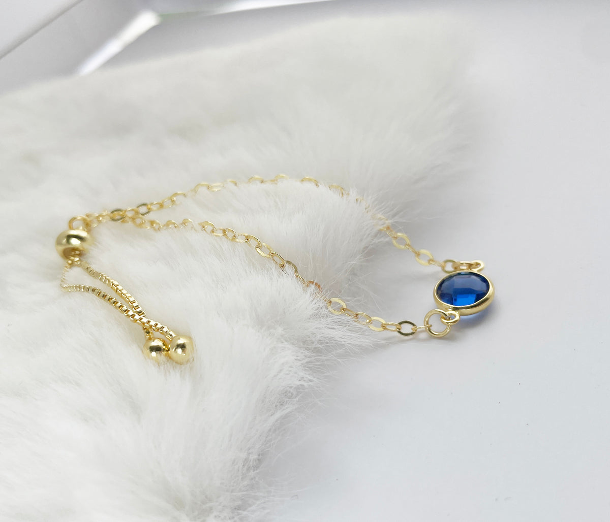 September Birthstone Blue Crystal Bracelet | 18K Gold-Plated
