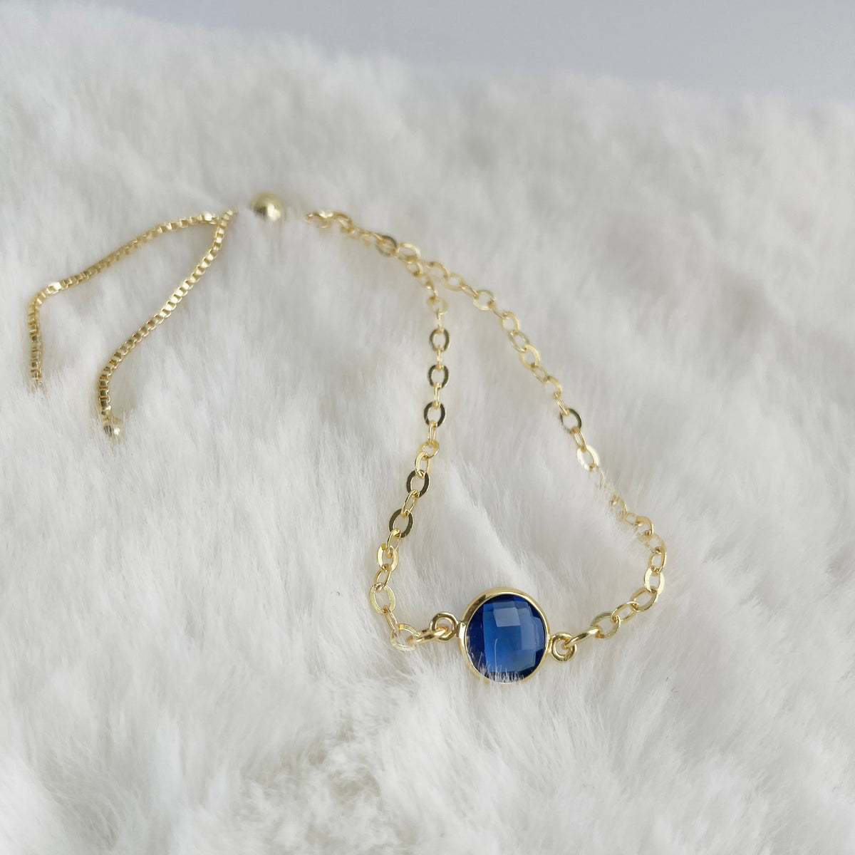 September Birthstone Blue Crystal Bracelet | 18K Gold-Plated