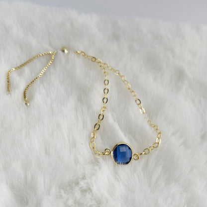 September Birthstone Blue Crystal Bracelet | 18K Gold-Plated