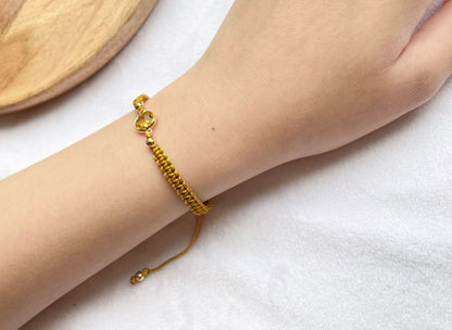 Topaz Crystal Ziconia Bracelet, November Birthstone Bracelet, 14k Gold Plated Beads, Adjustable