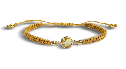 Topaz Crystal Ziconia Bracelet, November Birthstone Bracelet, 14k Gold Plated Beads, Adjustable