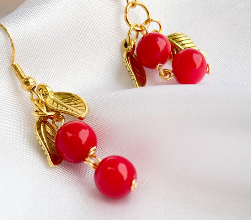 Red Coral Earrings with 925 Sterling Silver Hook