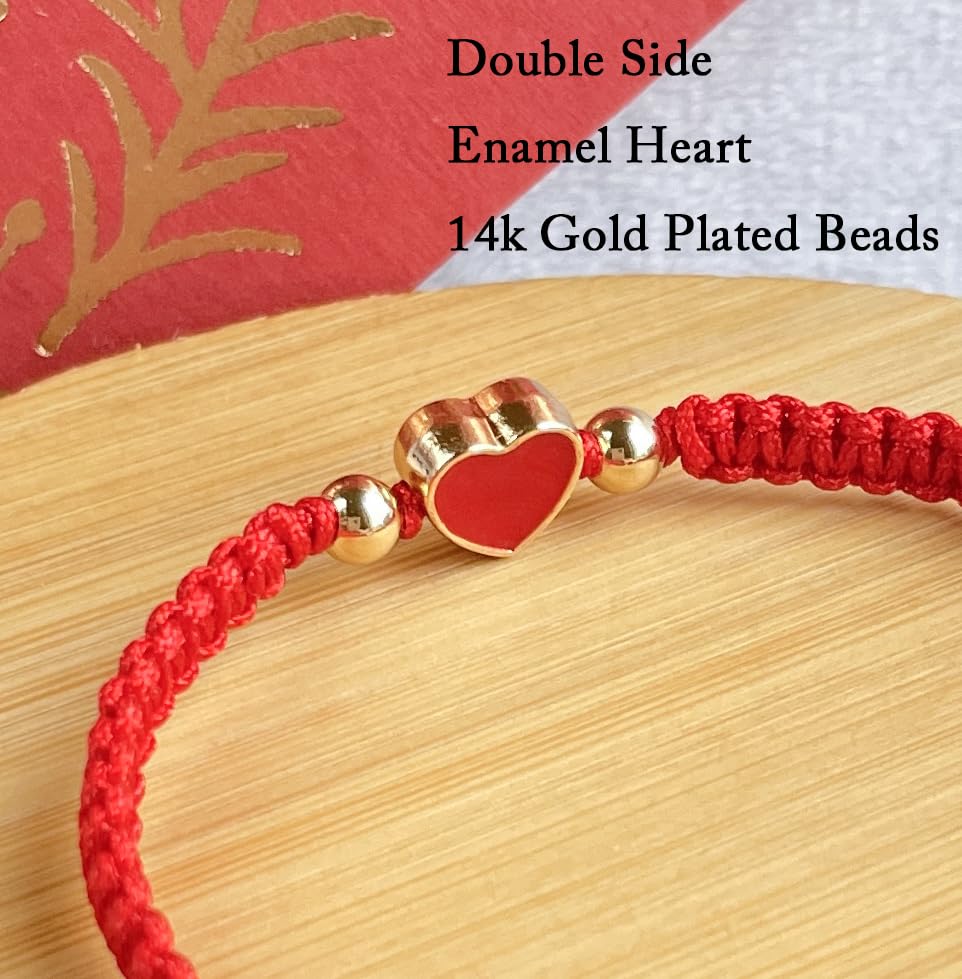 Love Heart Bracelet -14k Gold-Plated Beads, Adjustable