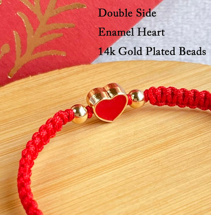 Love Heart Bracelet -14k Gold-Plated Beads, Adjustable