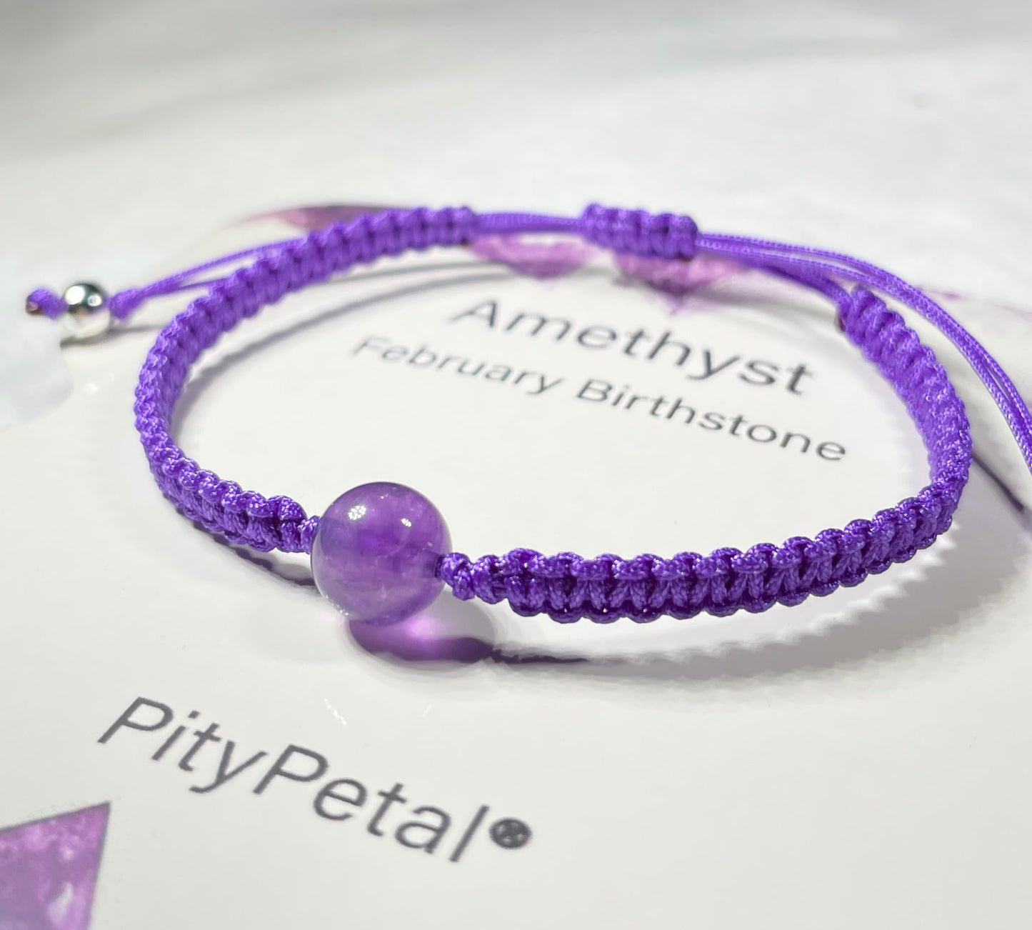 Handmade Amethyst Bead Macrame Bracelet – Genuine Amethyst Stone Bead