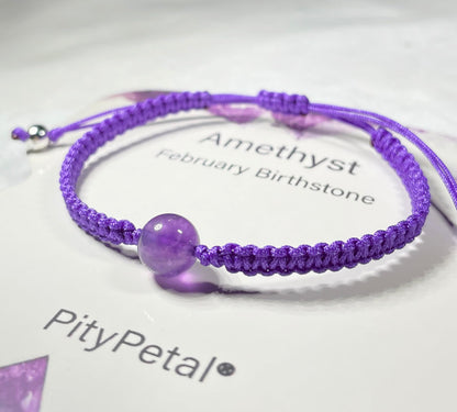 Handmade Amethyst Bead Macrame Bracelet – Genuine Amethyst Stone Bead