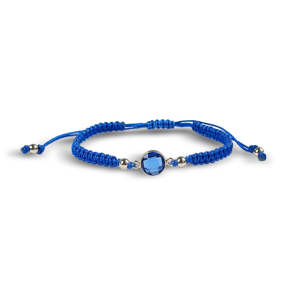 September Sapphire Birthstone Bracelet | Royal Blue Macrame | 14k Gold-Plated Beads | Adjustable Gift for Her