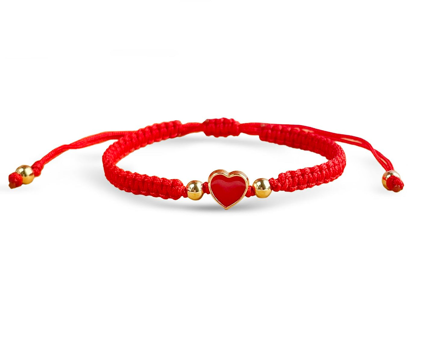 Love Heart Bracelet -14k Gold-Plated Beads, Adjustable