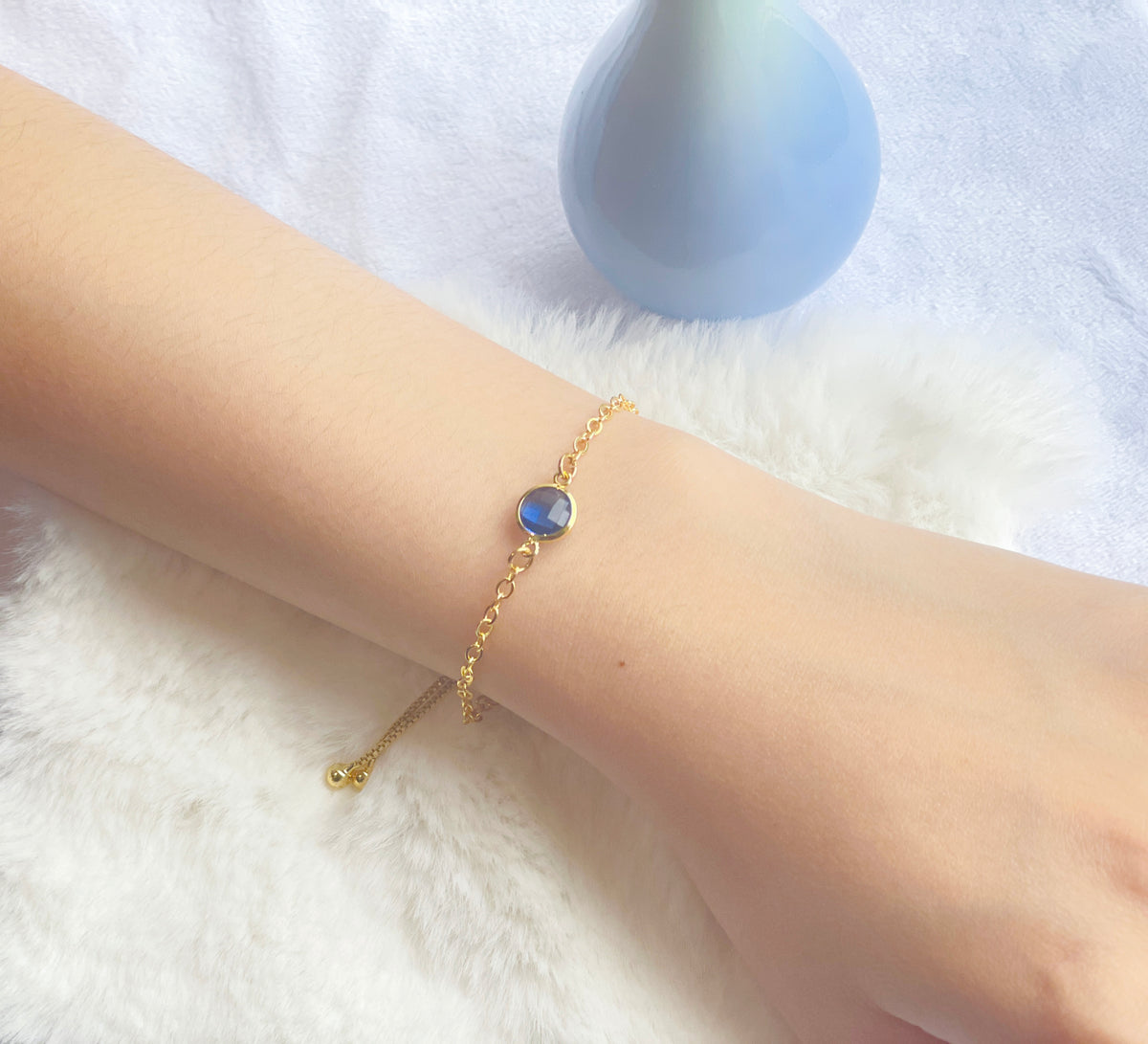 September Birthstone Blue Crystal Bracelet | 18K Gold-Plated