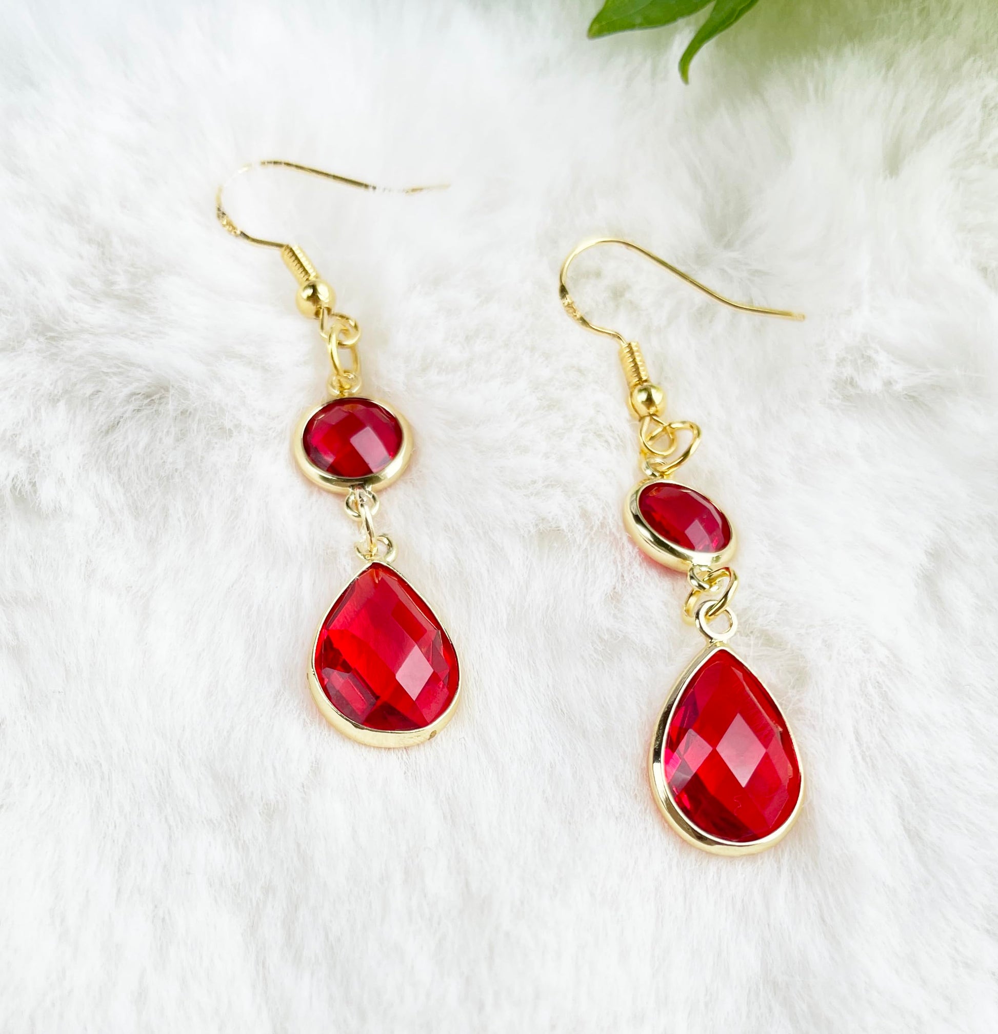 red tea drop earring