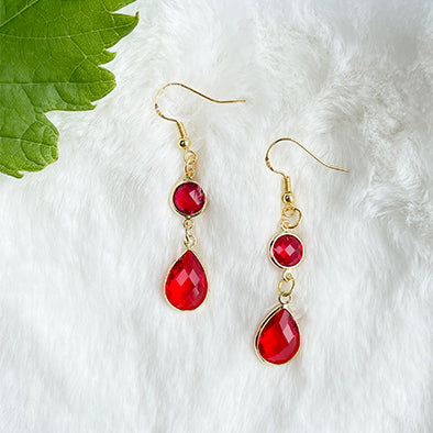 red tea drop earring
